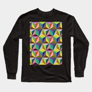 Colorful Geometric Triangles Pattern Long Sleeve T-Shirt